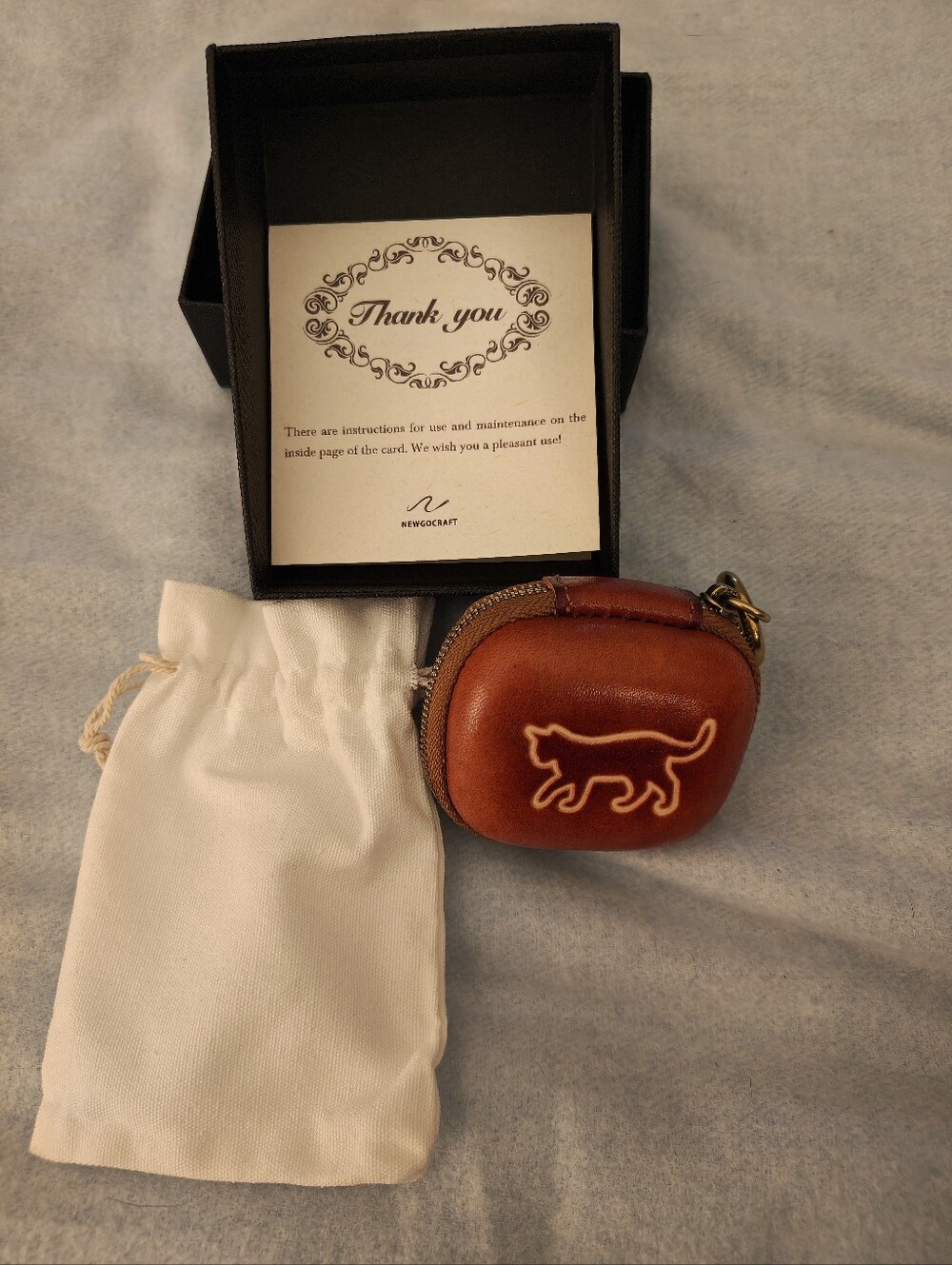 Handmade Genuine Leather Cat Coin Zippered Key Pouch Newgocraft With Gift Box